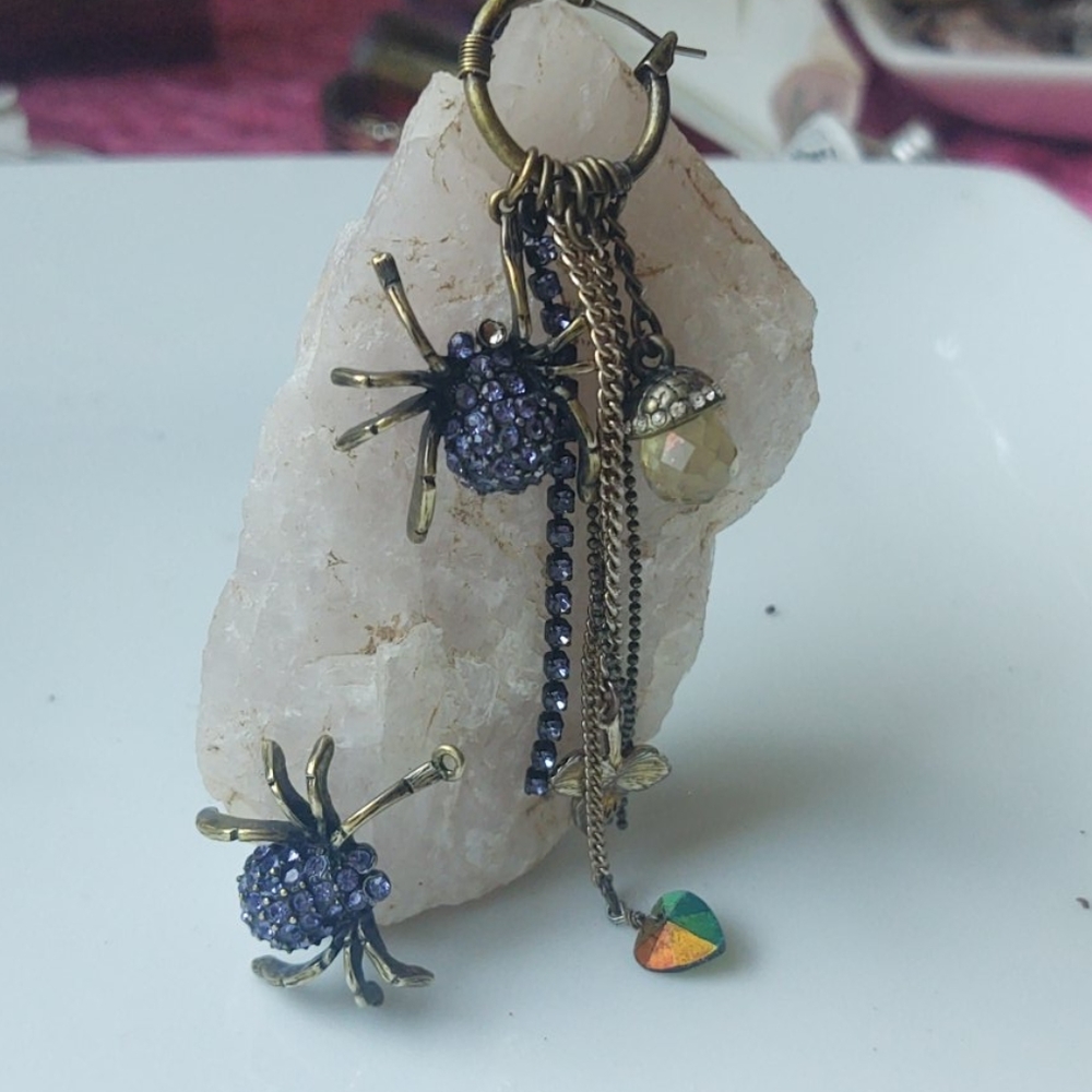 Custom Amethyst Spider Earrings w many stones